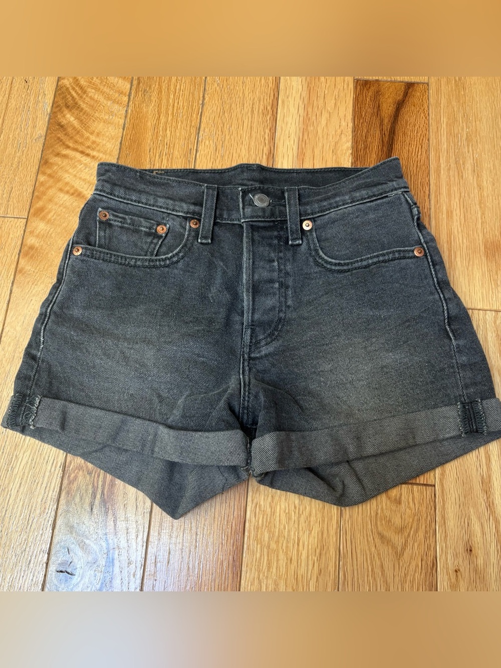 Levi's Black Cuffed Denim Jean Shorts